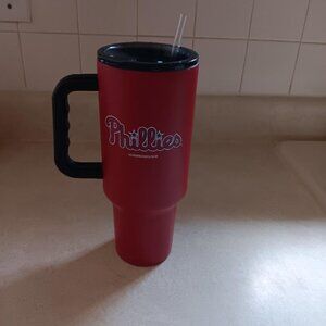 Philadelphia Phillies Double Sided 40 oz Travel Tumbler W/ Handle Logo Brand